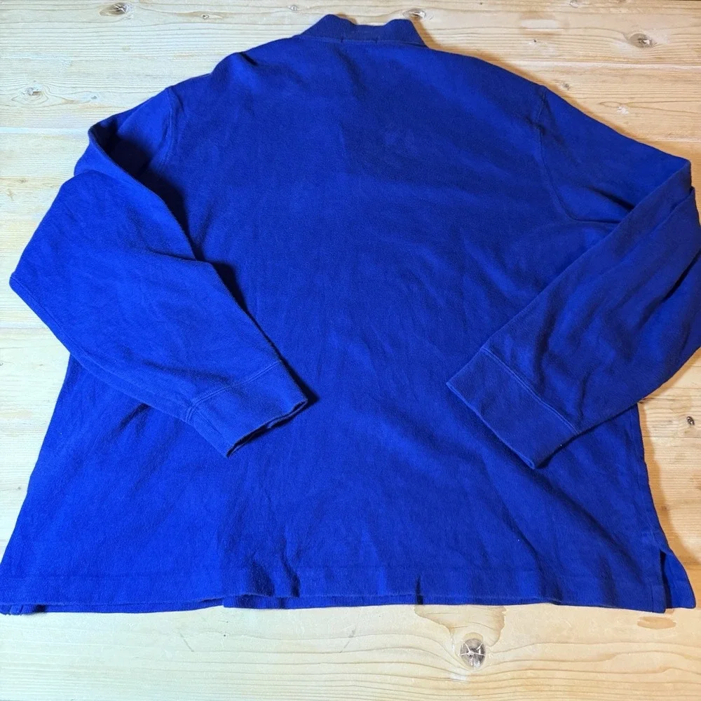 Polo Ralph Lauren Sweater Mens XL Blue 1/4 Zip Pullover Estate Rib‎ Embroidered